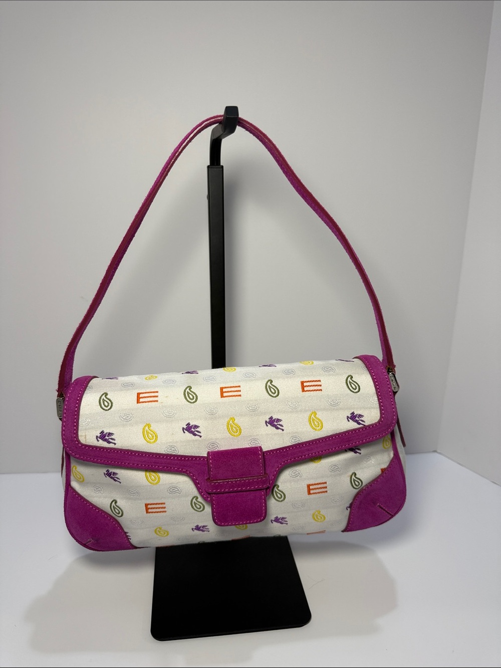 ETRO Multicolor Logo & Paisley Baguette Bag | Made in Italy - Picture 3 of 14